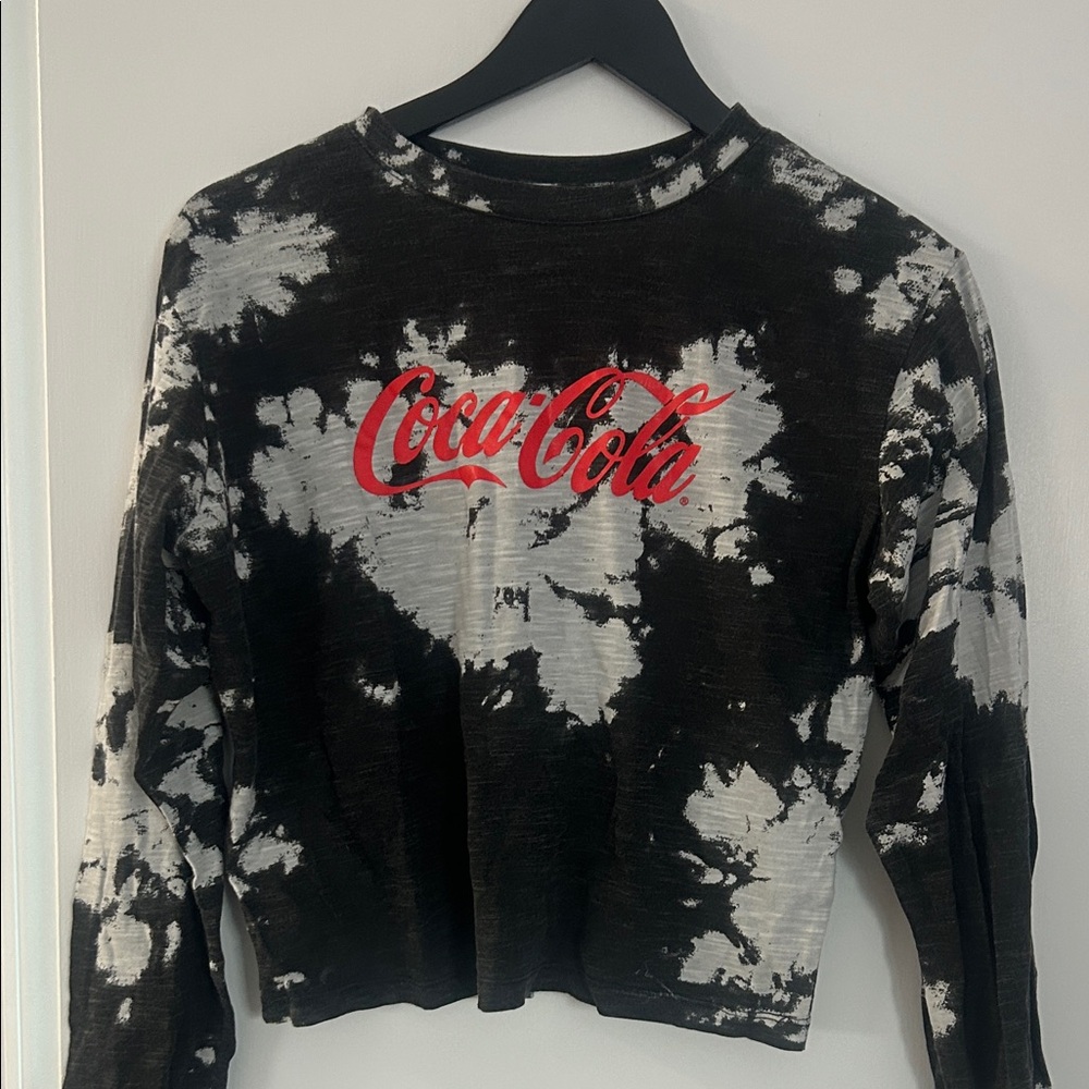 Coca-Cola Black and White Tie-Dye Crop Shirt